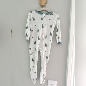6-12 month zipper Kyte Baby footies with llama print